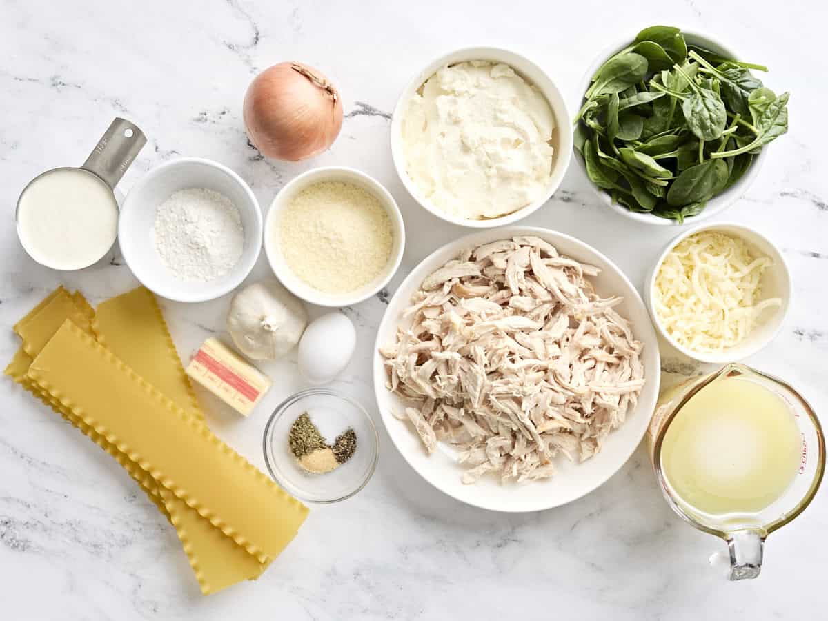 The ingredients for white chicken lasagna.