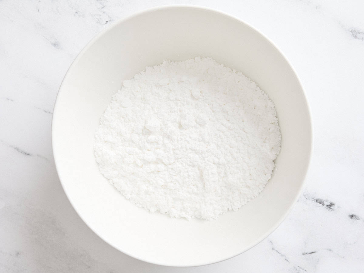 Powdered sugar in a mixing bowl.