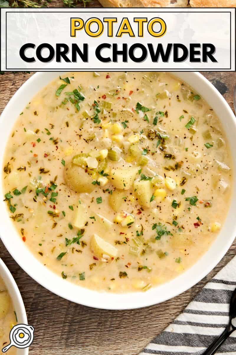 potato corn chowder pin image