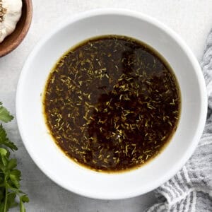 Steak marinade in a bowl.