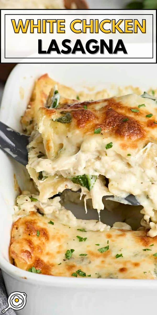 White chicken lasagna pin image