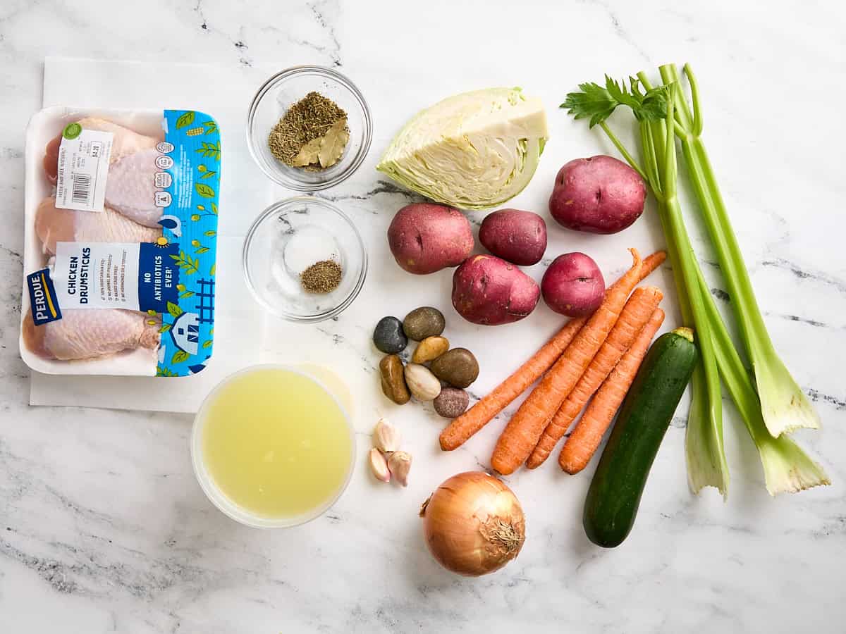 The ingredients to make stone soup.